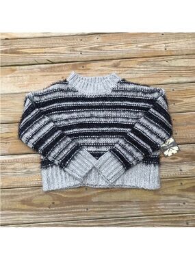 Cliché Black and Grey Stripped Sweater